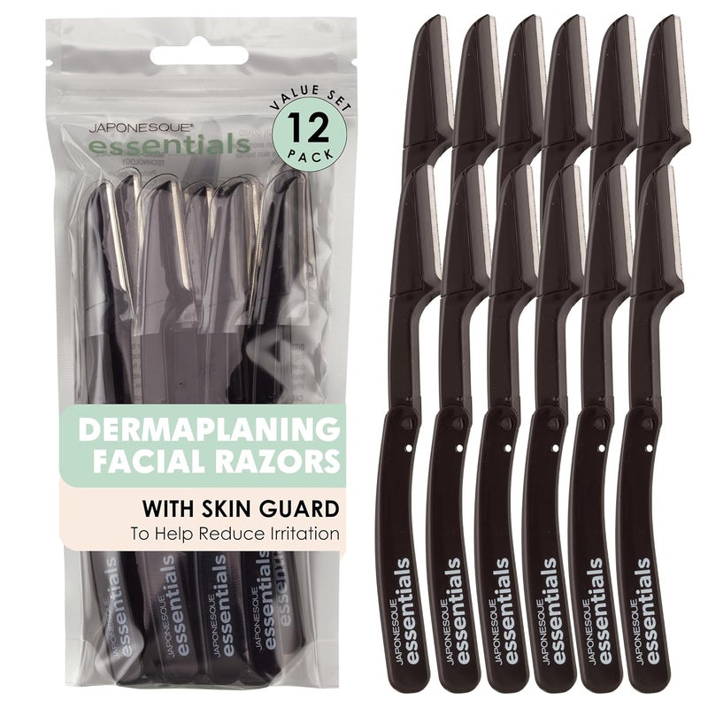 Japonesque Essentials Dermaplaner Facial Hair Razors 12 Pack – Precision Blades for Peach Fuzz Removal, and Eyebrow Shaping for Men & Women - Image 1